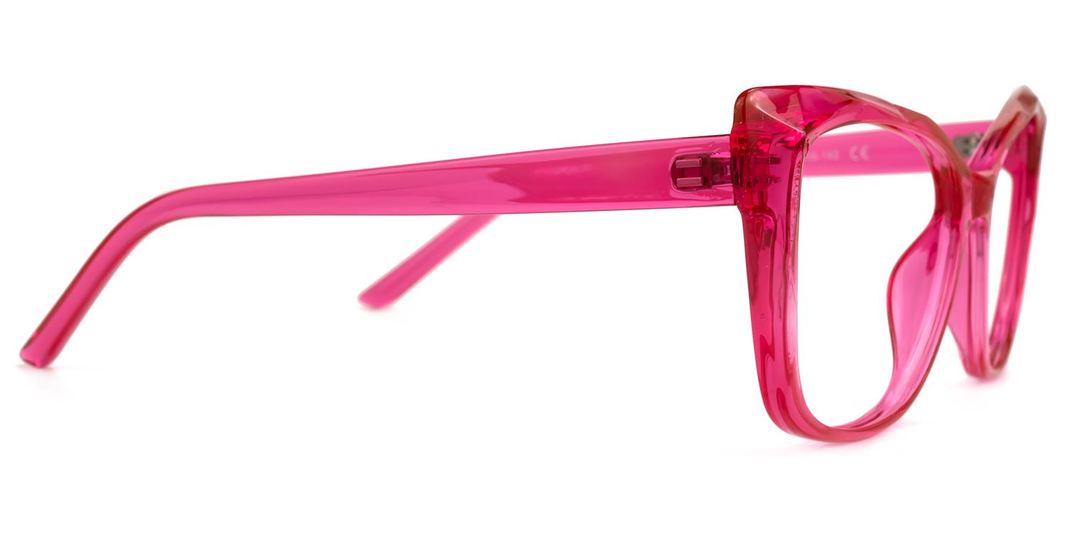 Raquel - Bold Hot Pink Square Frame Glasses | Vooglam 4