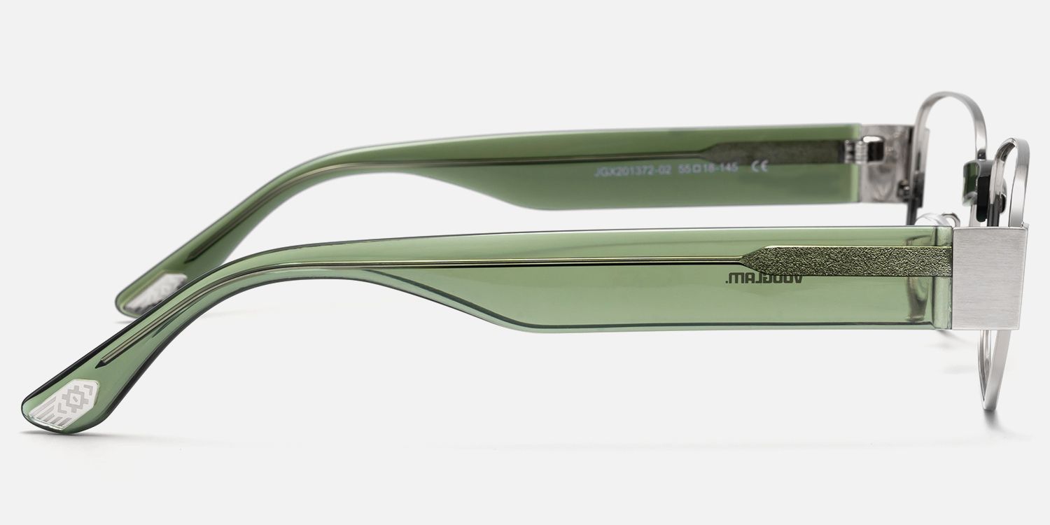 Nyame - Rectangle Silver Eyeglasses | Vooglam Side View