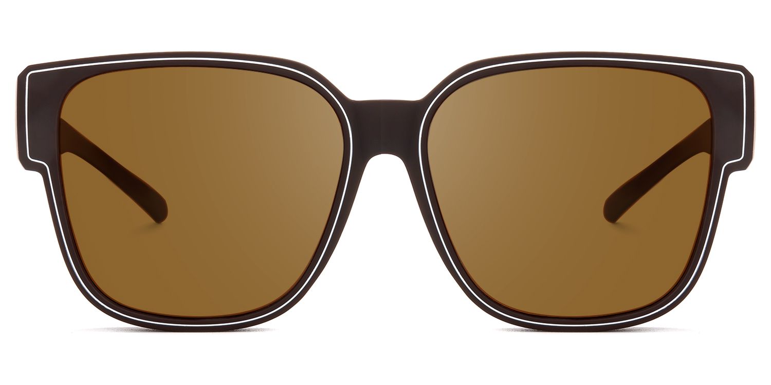 Macayle - Square Brown Fit Over Sunglasses by Vooglam - Angle View