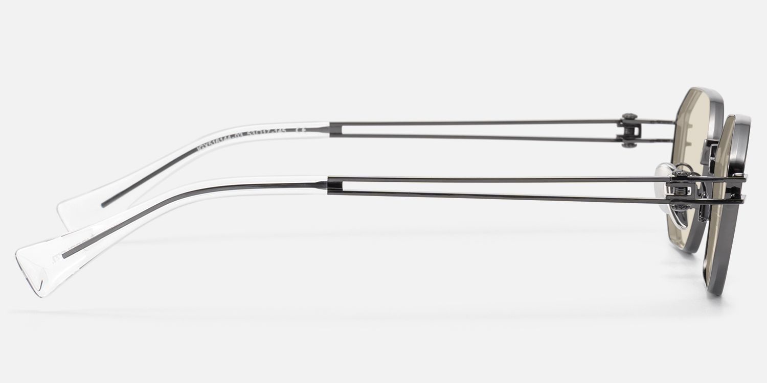 Loos - Gunmetal Double Wire Geometric Sunglasses | Vooglam Side View