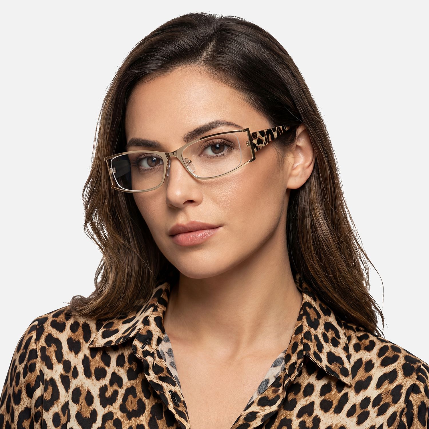 Explore the design story of Elle - Rectangle Gold Eyeglasses | Vooglam