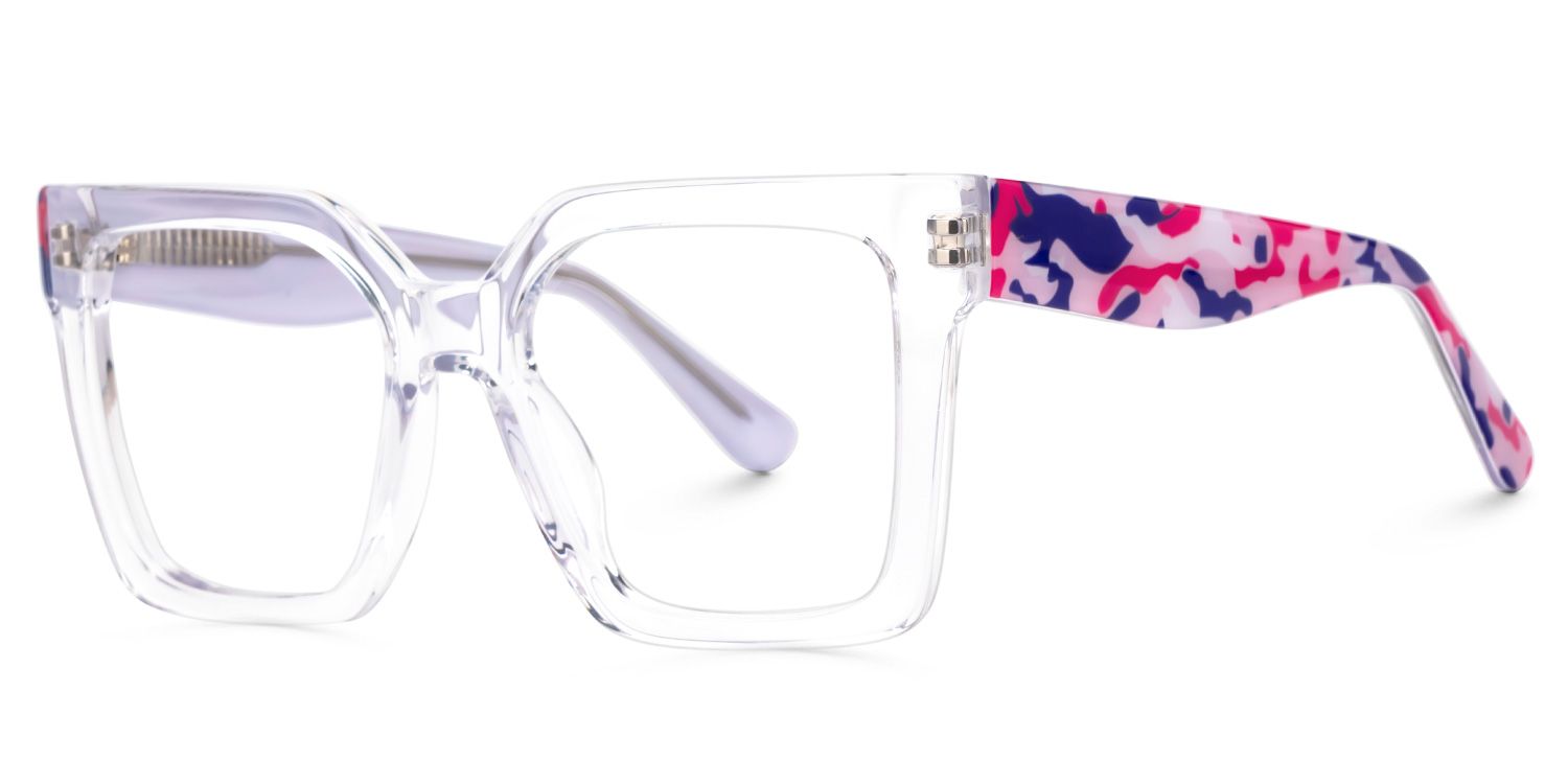 Fathia - Square Crystal Eyeglasses | Vooglam Front View