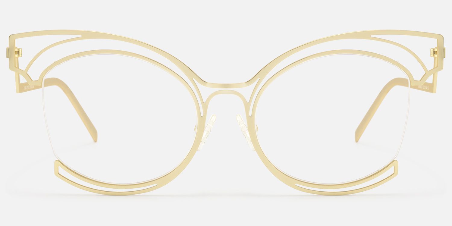 Maggie - Cat Eye Gold Eyeglasses │Vooglam Angle View