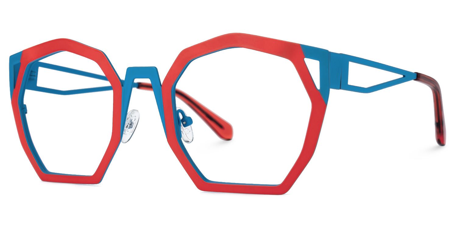 Ellard - Geometric Red Eyeglasses | Vooglam Front View