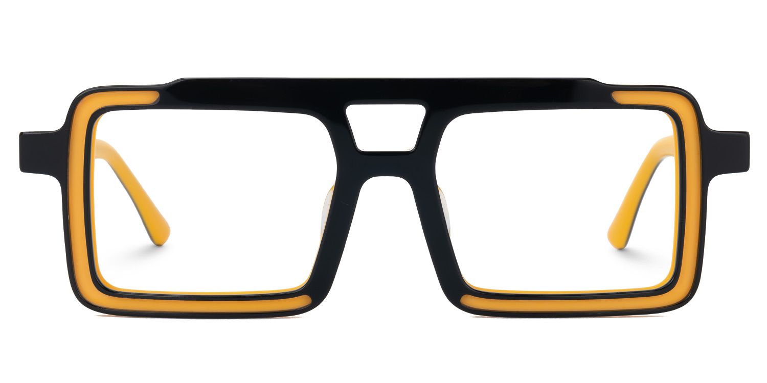 Elkanah - Aviator Black/Yellow Eyeglasses | Vooglam Angle View
