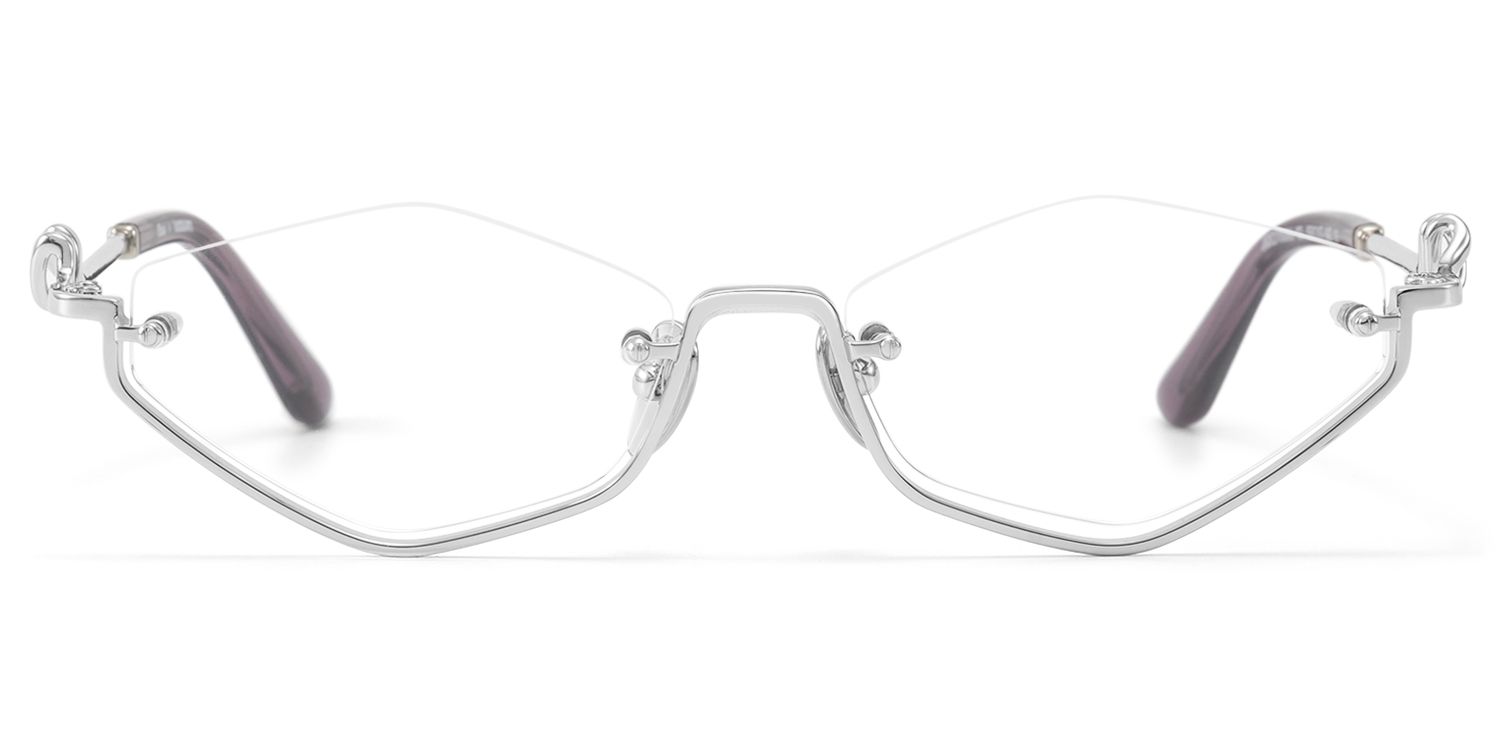 Frame Size of Niseko - Silver Diamond Shape Bottom Rim Glasses | Vooglam