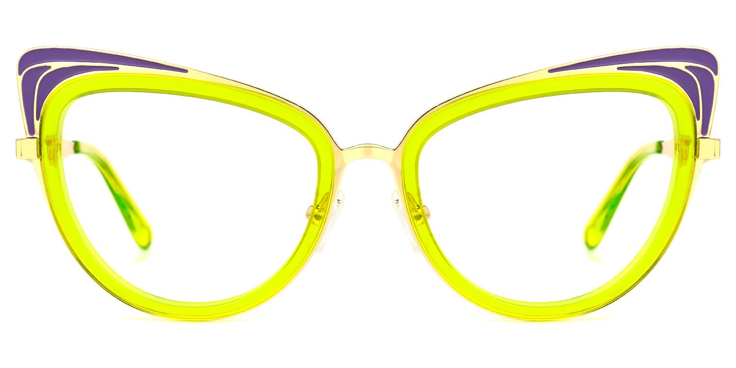 Aderes - Cat Eye Green Eyeglasses | Vooglam Angle View