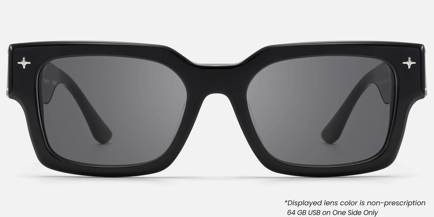 The Programmer - Bold Black USB Sunglasses | Vooglam Angle View