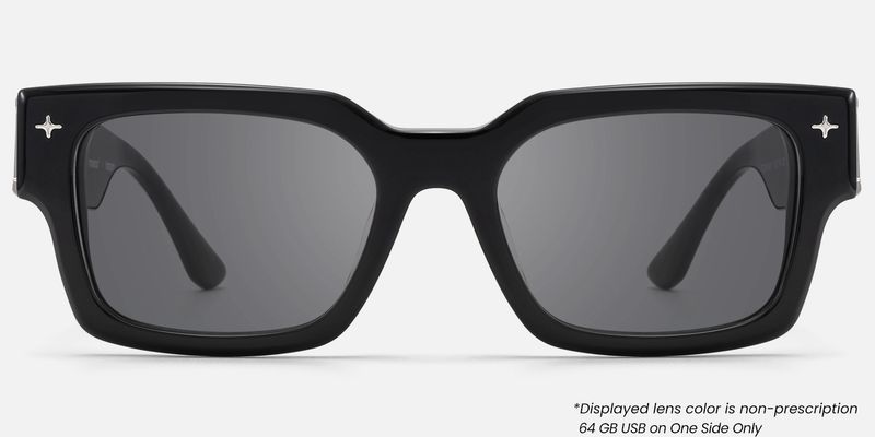 The Programmer - Rectangle Black Sunglasses