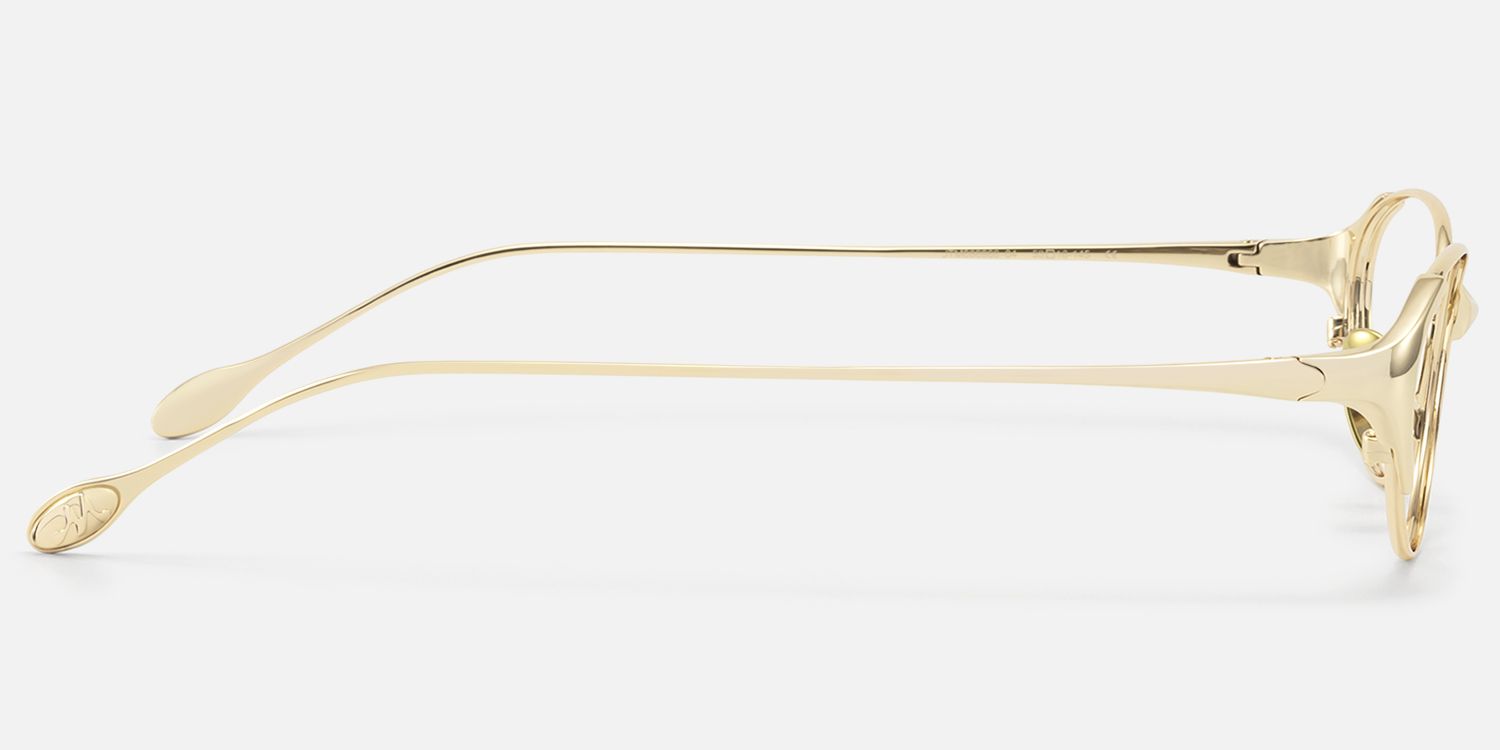 Ebisu - Retro Gold Oval Glasses with Ti Nose Pads | Vooglam Side View