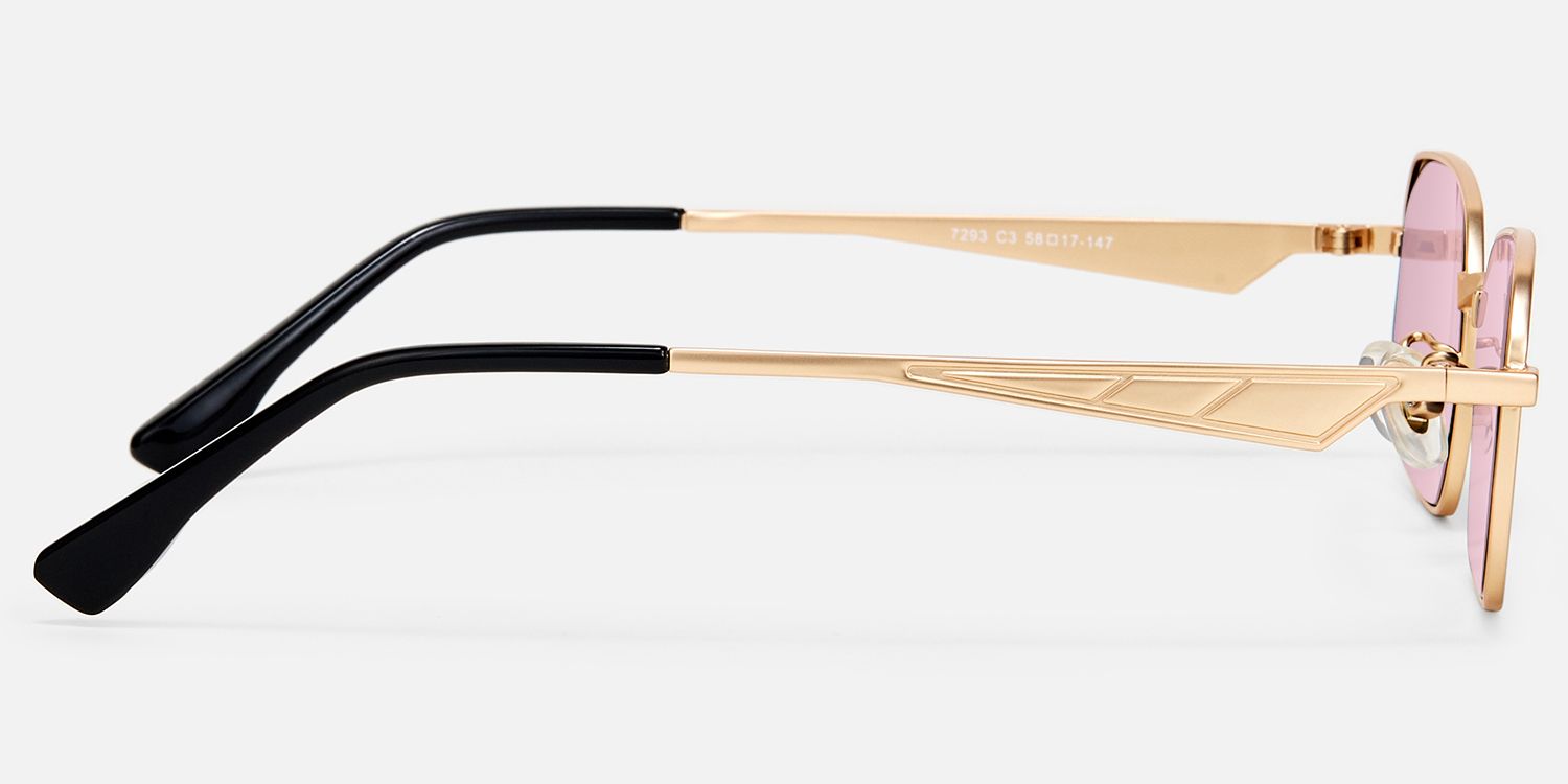 Aether - Thin Gold Geometric Blue Mirrored Shades | Vooglam Side View