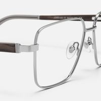 Griot - Square Silver Eyeglasses | Vooglam Design Details