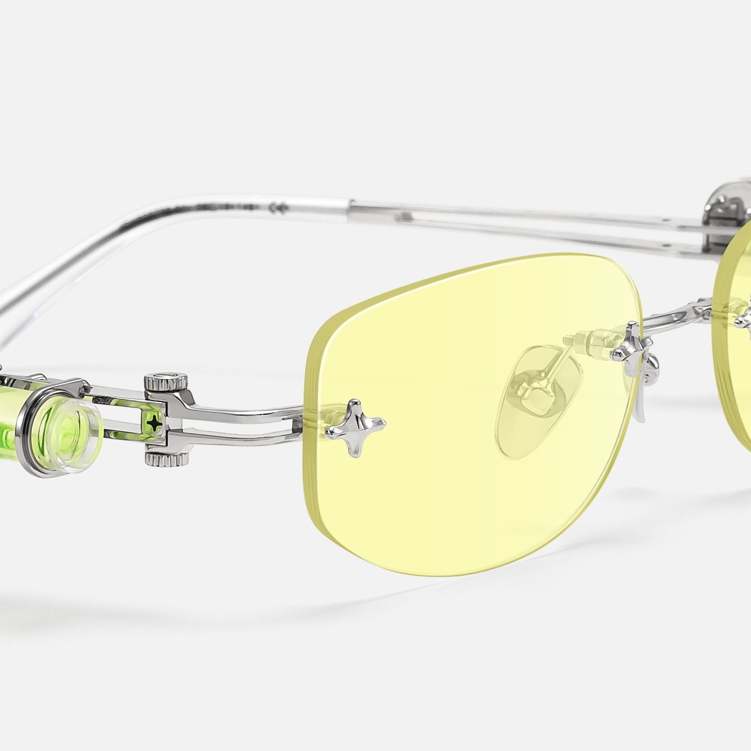 The Utilitarian - Rimless Yellow Tint Sunglasses | Vooglam Design Details