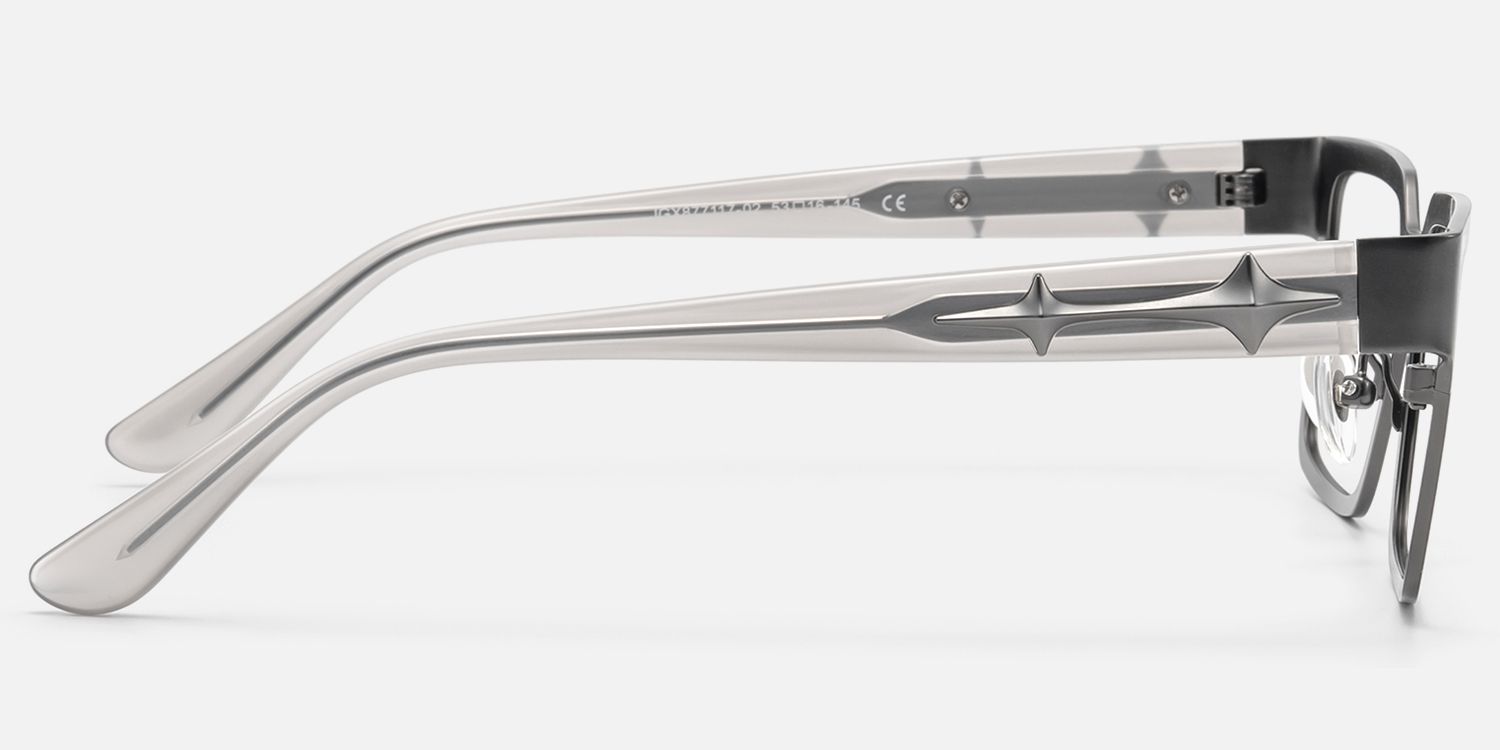 Vector - Futuristic Gunmetal Rectangle Glasses by Vooglam - Side View