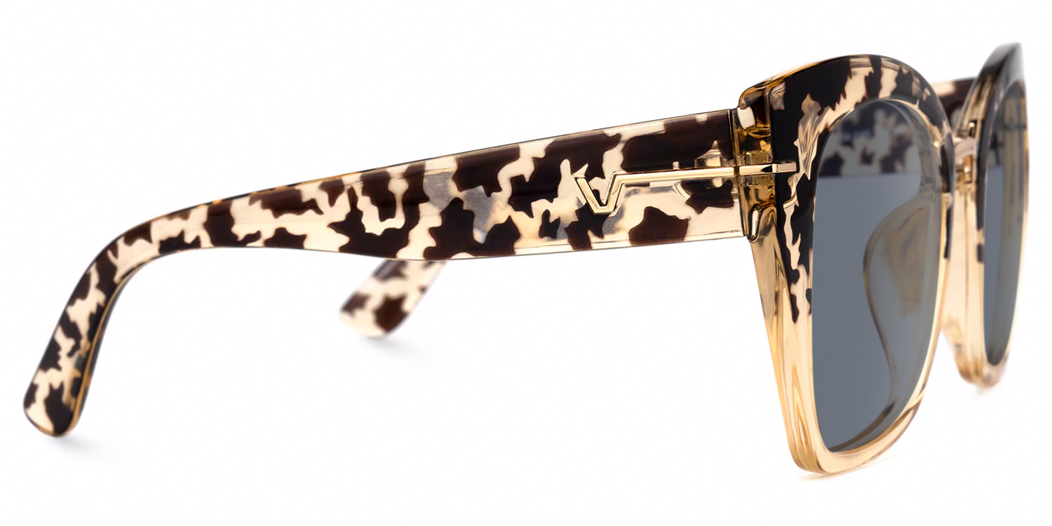 Paulina - Square Light Tortoise Cat-Eye Designer Sunglasses - 4