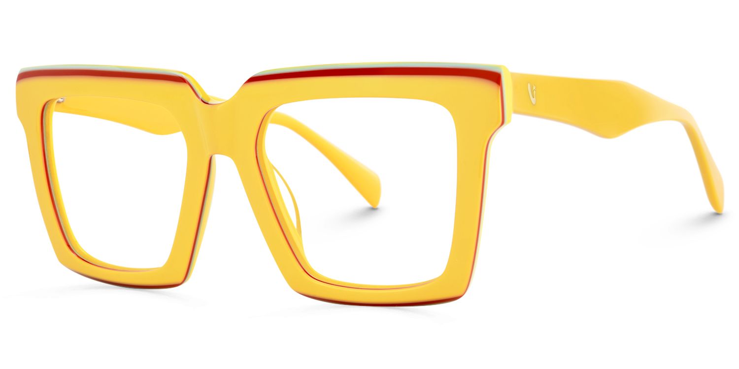 Altresha - Square Yellow Eyeglasses | Vooglam Front View
