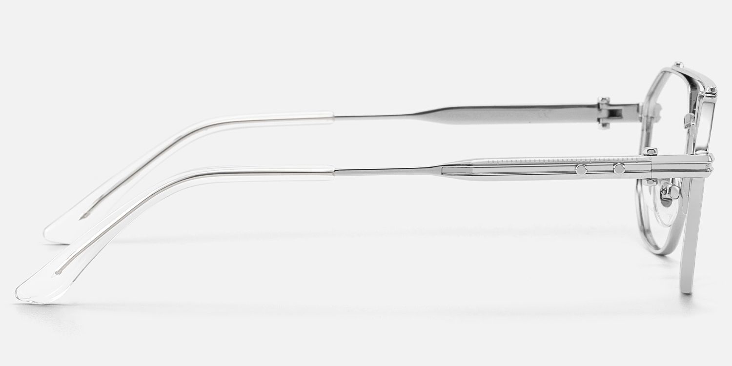 Ando - Chrome Silver Mechanical Aviator Glasses | Vooglam Side View