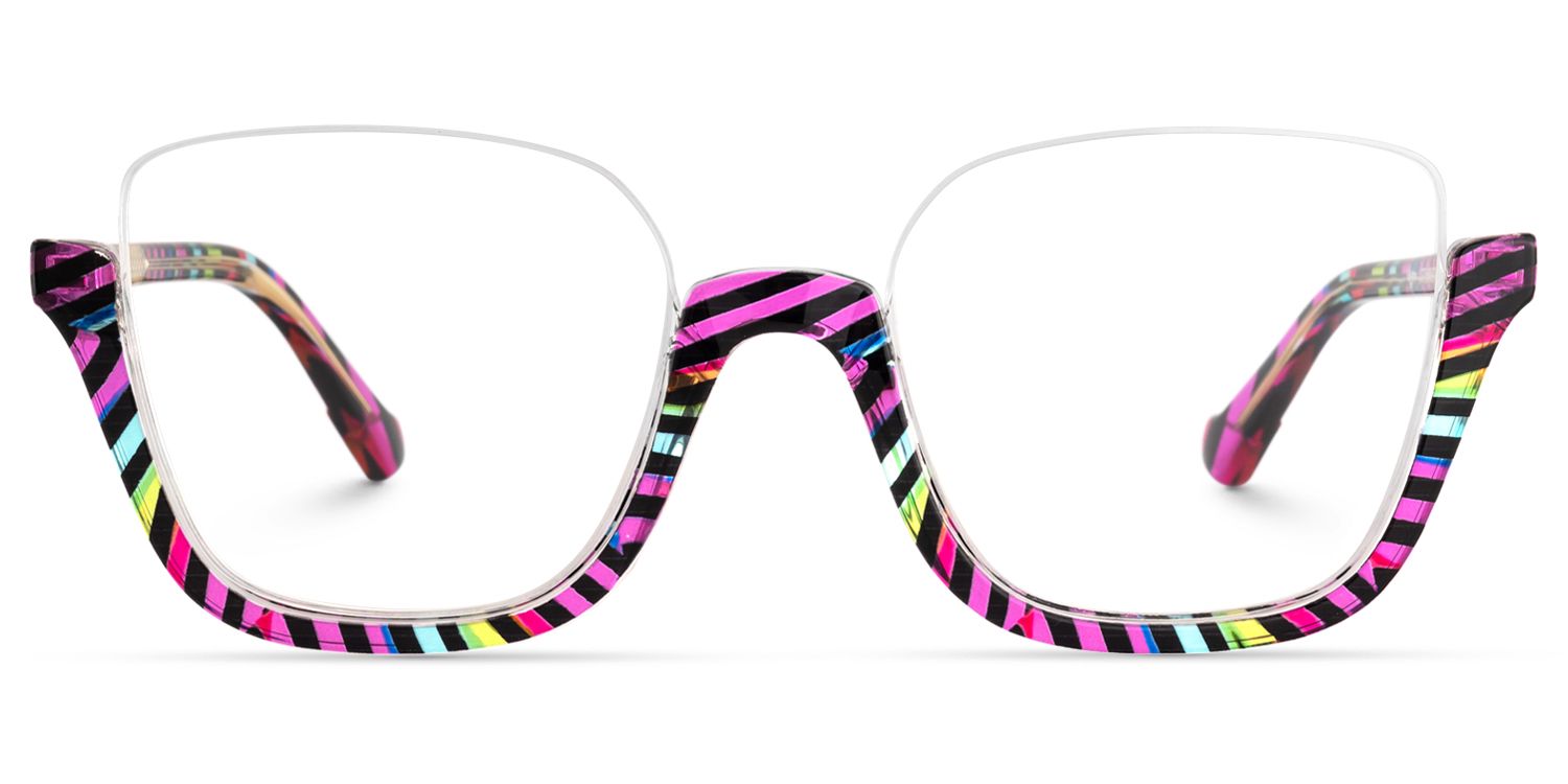 Fariha - Square Multicolor Eyeglasses by Vooglam - Angle View