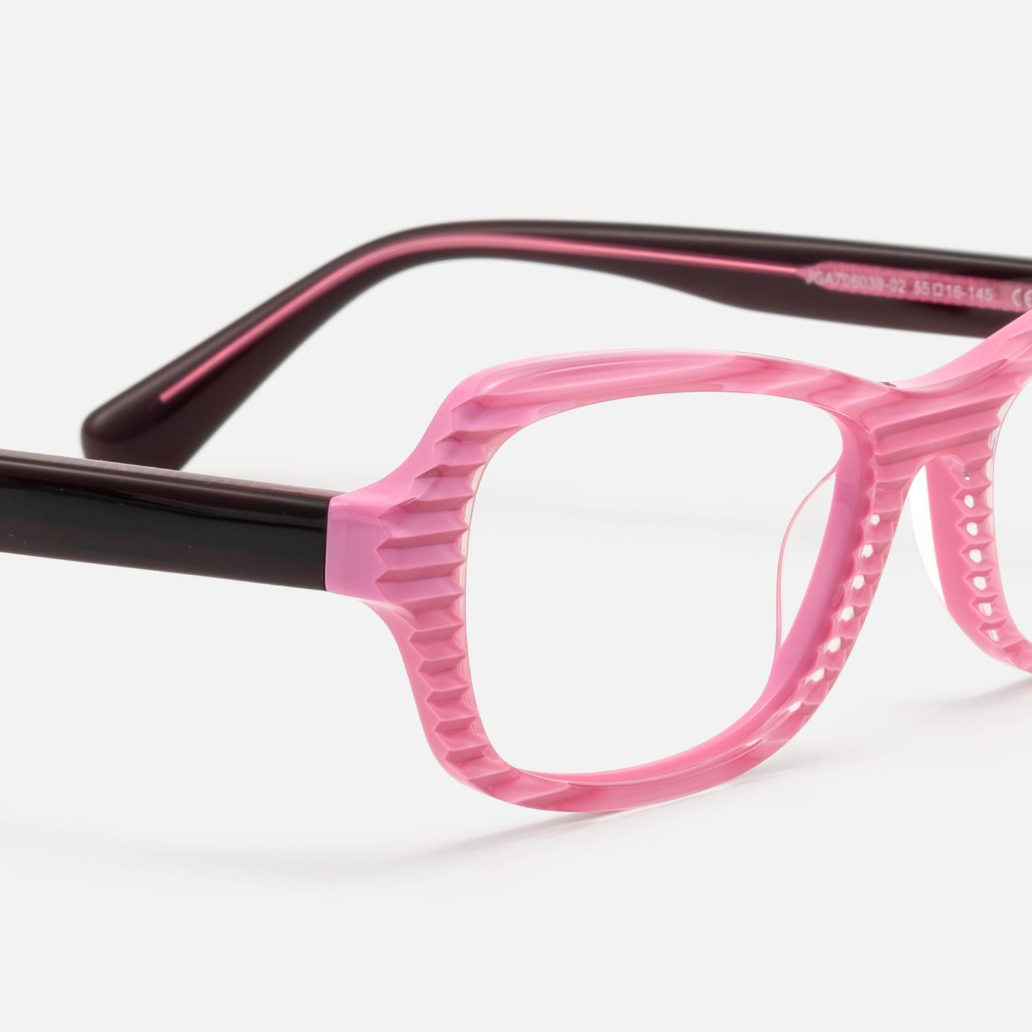 Pop - Pink And Purple Striped Bug Eye Glasses by Vooglam - Design Details