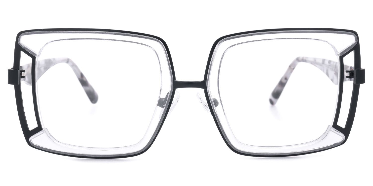 Electelm - Square Black/Crystal Eyeglasses | Vooglam Angle View