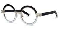 Adino - Round Black/White Eyeglasses | Vooglam Front View