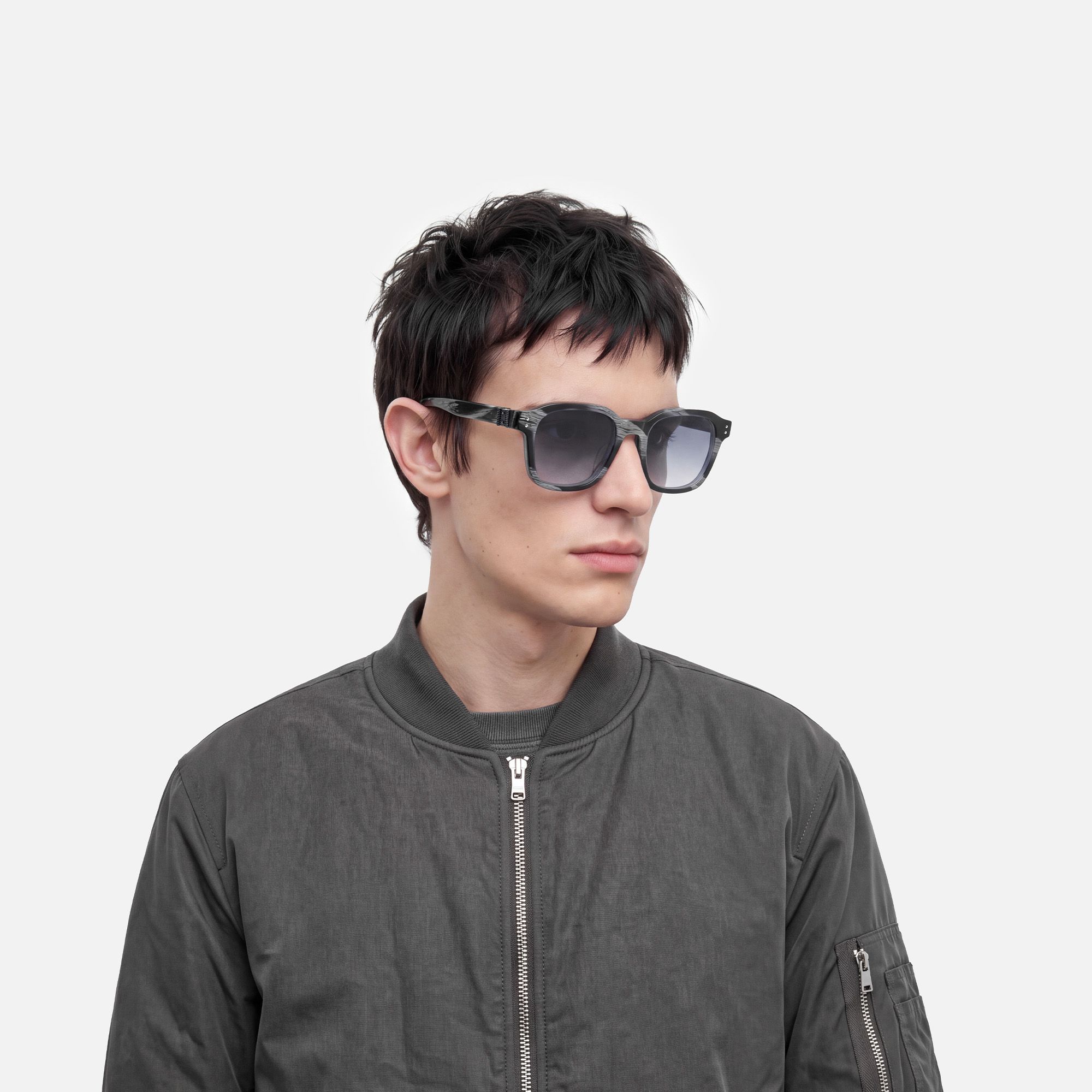 Rainier - Dark Blue Horn Gradient Lens Shades by Vooglam - Model Side Profile