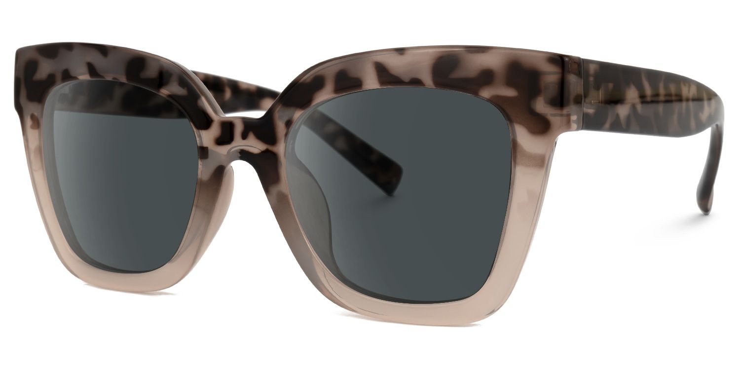 Naila - Stylish Square Tortoise Gray Sunglasses | Vooglam Front View