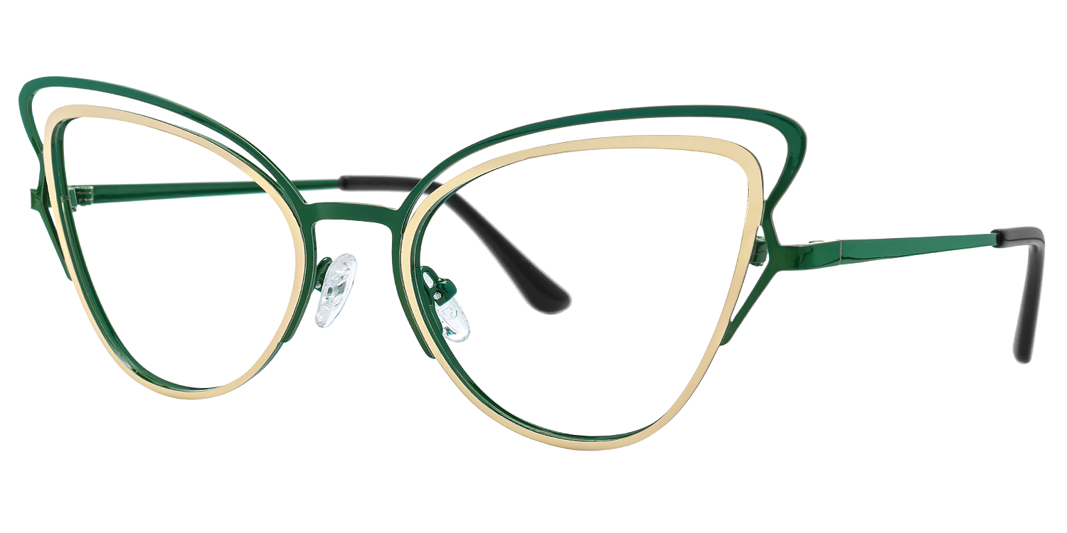 Elki - Cat Eye Green Eyeglasses | Vooglam Front View