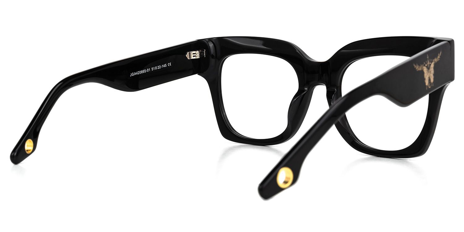 Egle - Square Black Eyeglasses | Vooglam Side View