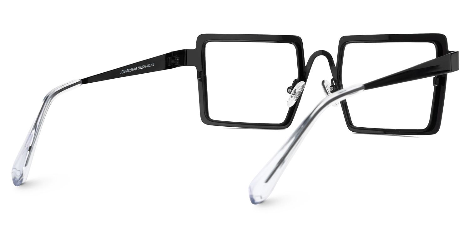 Cairbre - Rectangle Black/Silver Eyeglasses | Vooglam Side View