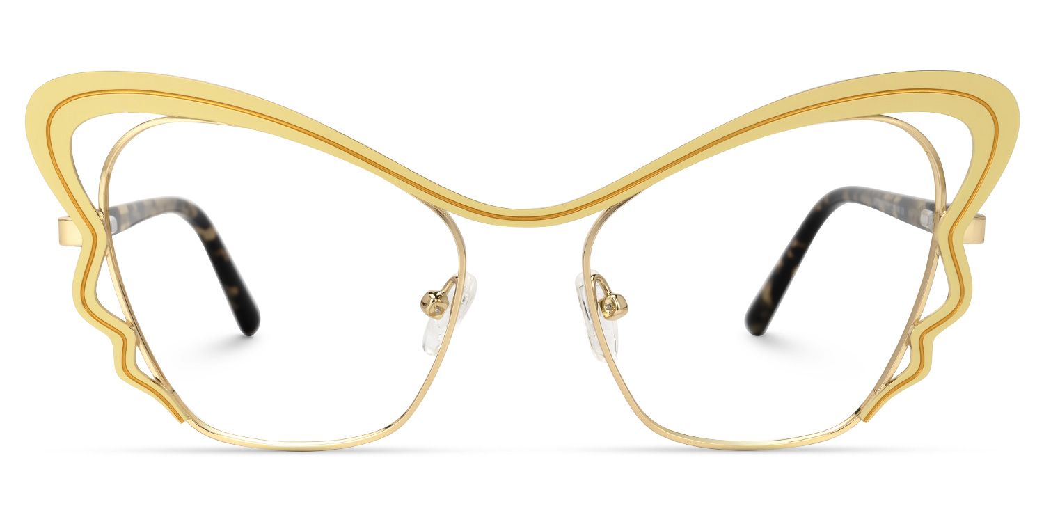 Adonia - Butterfly Yellow Eyeglasses | Vooglam Angle View