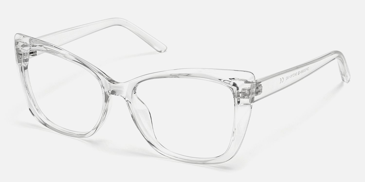 Raquel - Sleek Crystal Clear Frame Glasses | Vooglam Front View