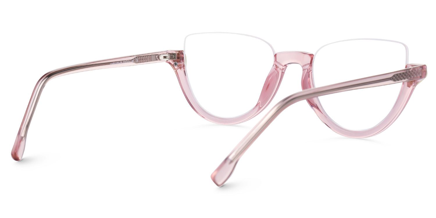 Sylvia Trendy Light Pink Cat Eye Glasses for Women | Vooglam Side View