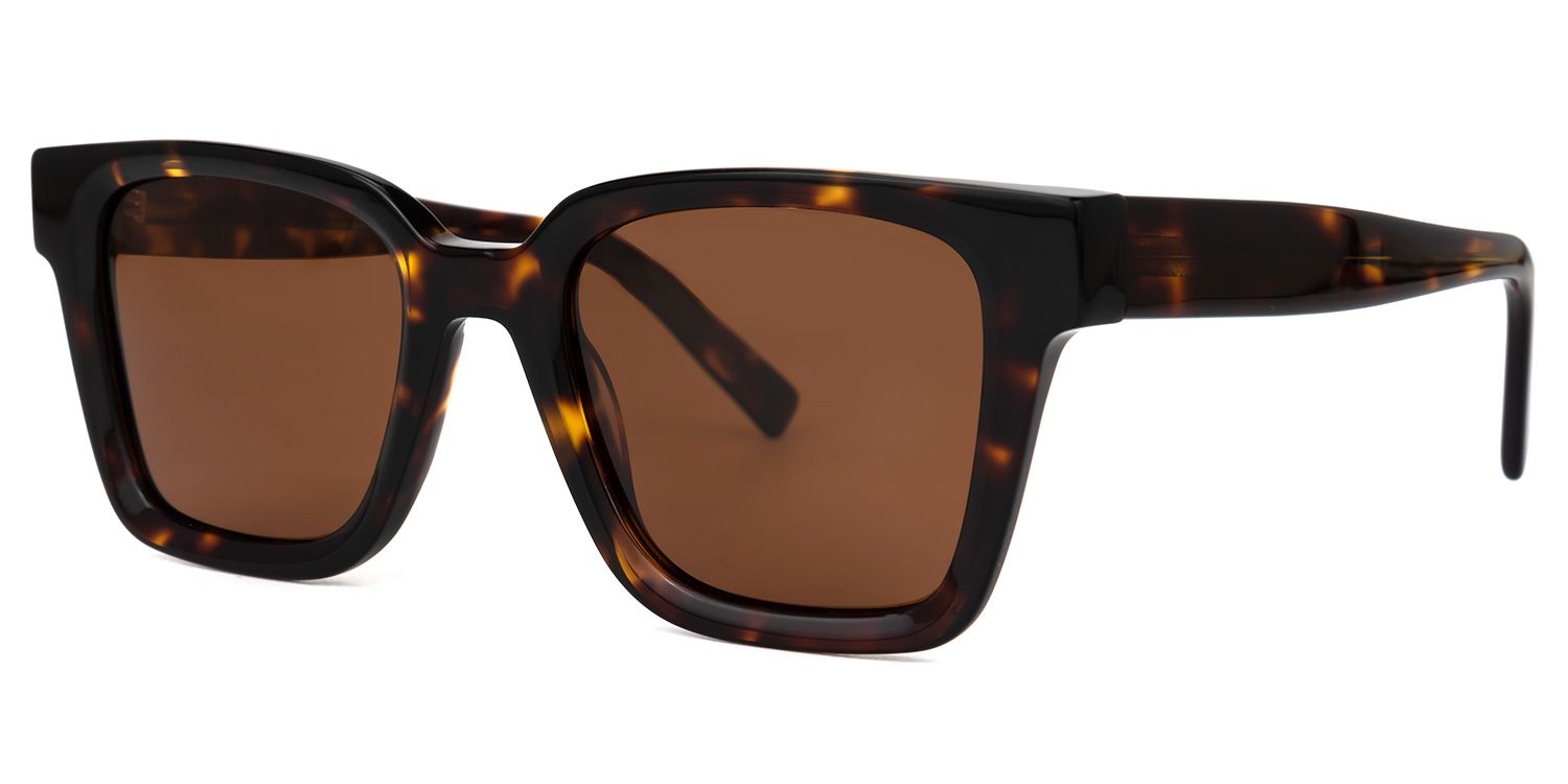 Dawes - Rectangle Tortoise Sunglasses | Vooglam Front View