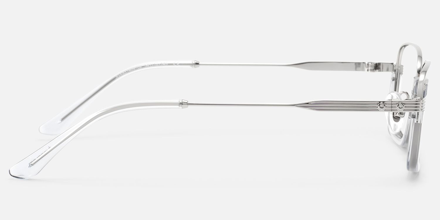 Basel - Translucent Gray Silver Oversized Glasses | Vooglam Side View