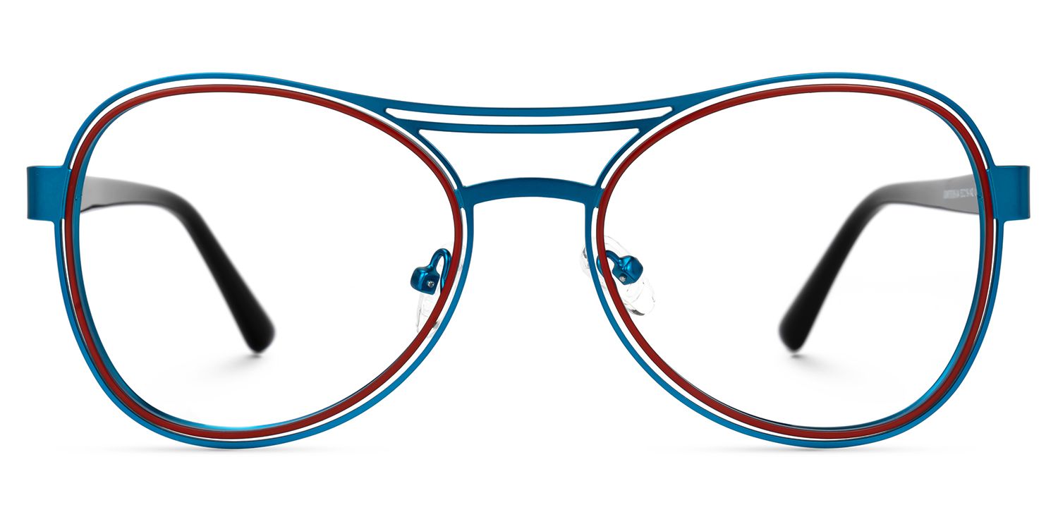 Adjatay - Aviator Blue/Red Eyeglasses | Vooglam Angle View
