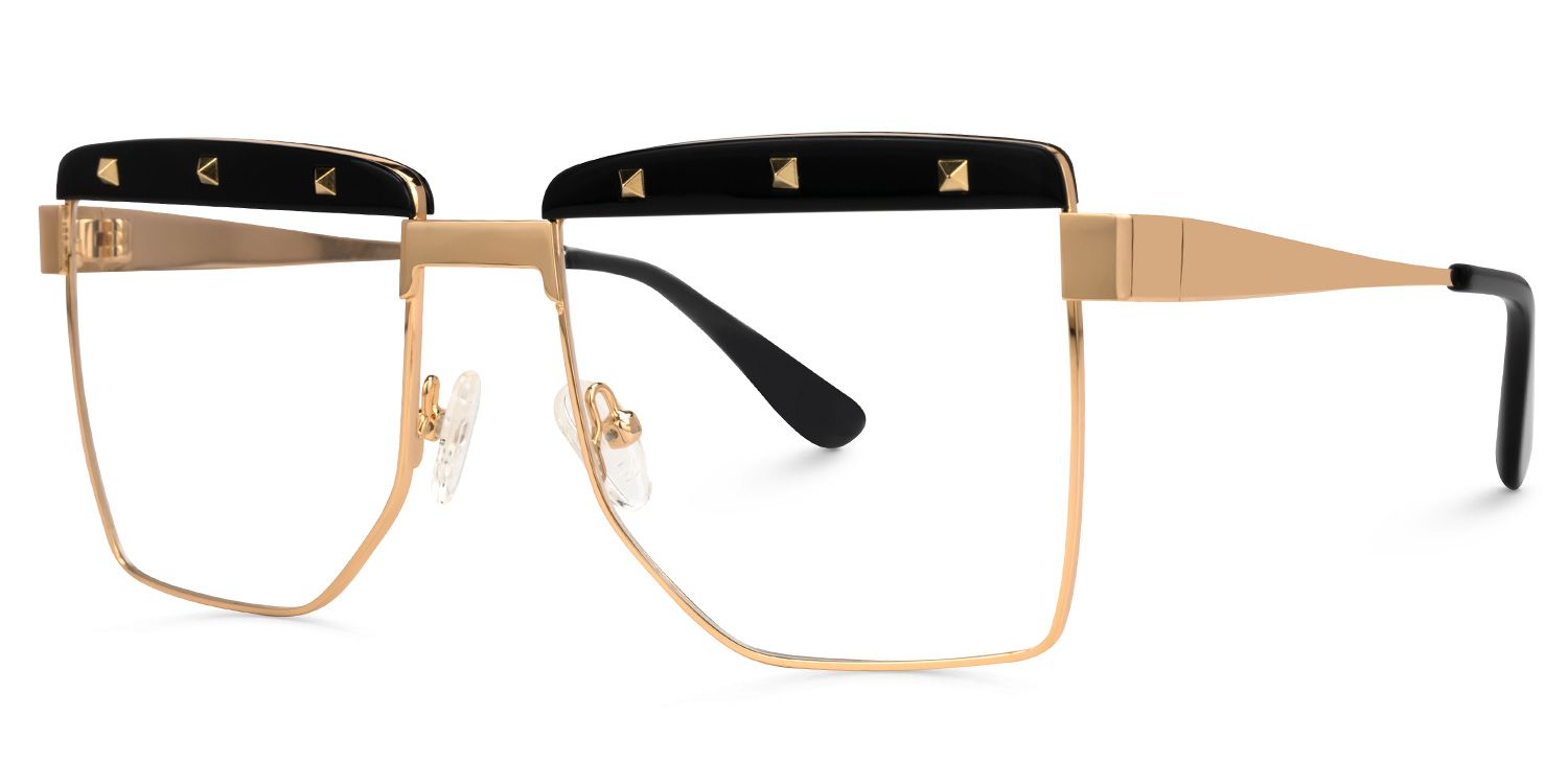 Electra - Aviator Black/Gold Eyeglasses | Vooglam Front View