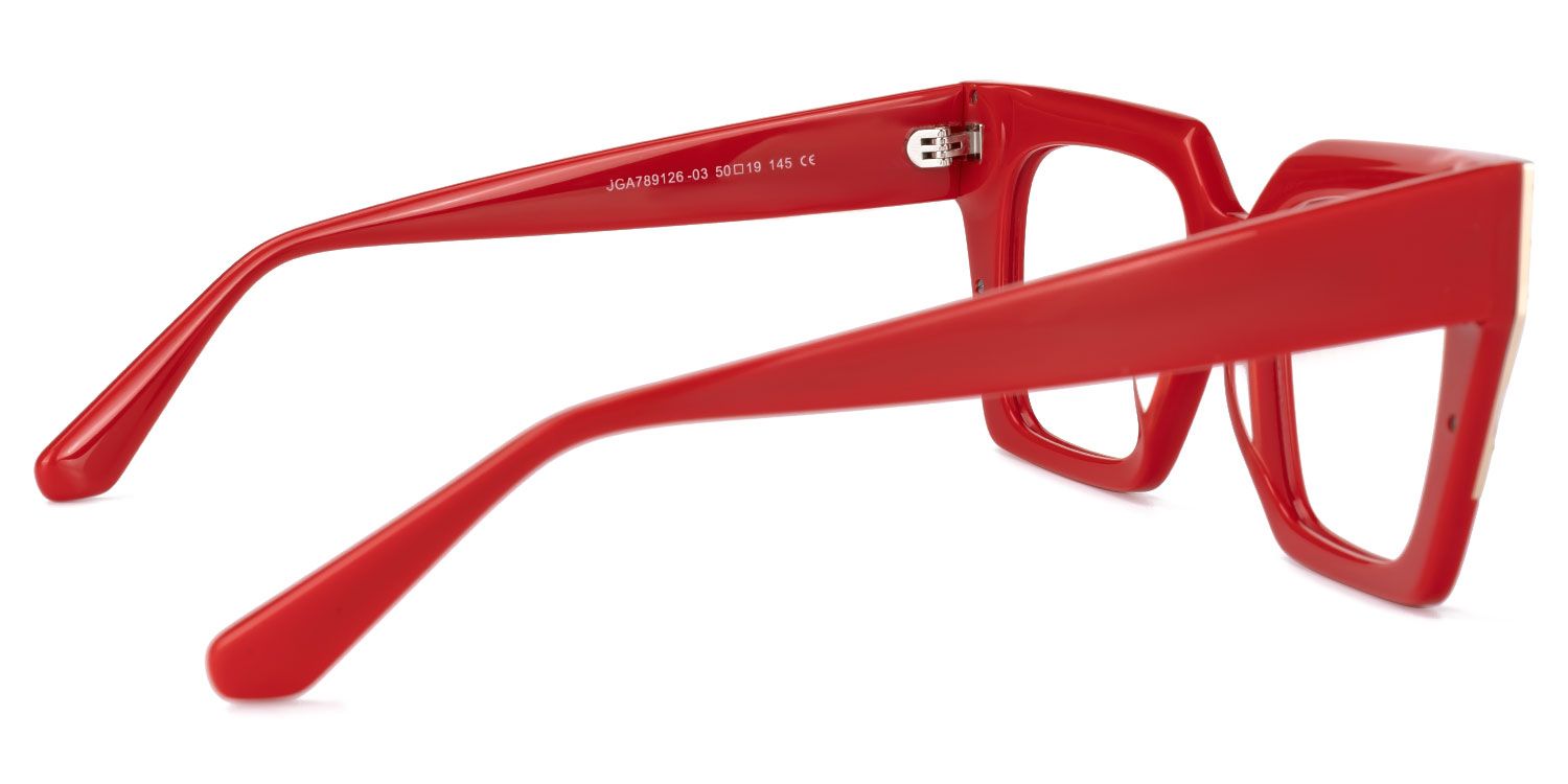 Ellaruth - Square Red Eyeglasses | Vooglam Side View
