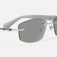 Fracture - Light Grey Tint Rimless Sunglasses | Vooglam Design Details