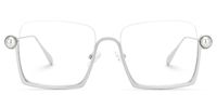 Fenella - Square Silver Eyeglasses | Vooglam Angle View