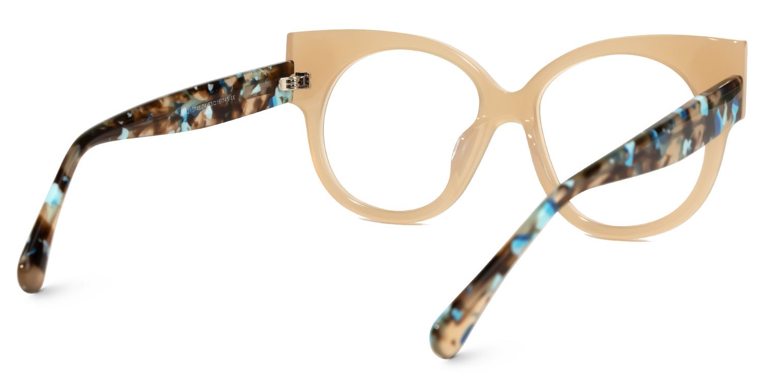 Kineks - Round Champagne Eyeglasses by Vooglam - Side View