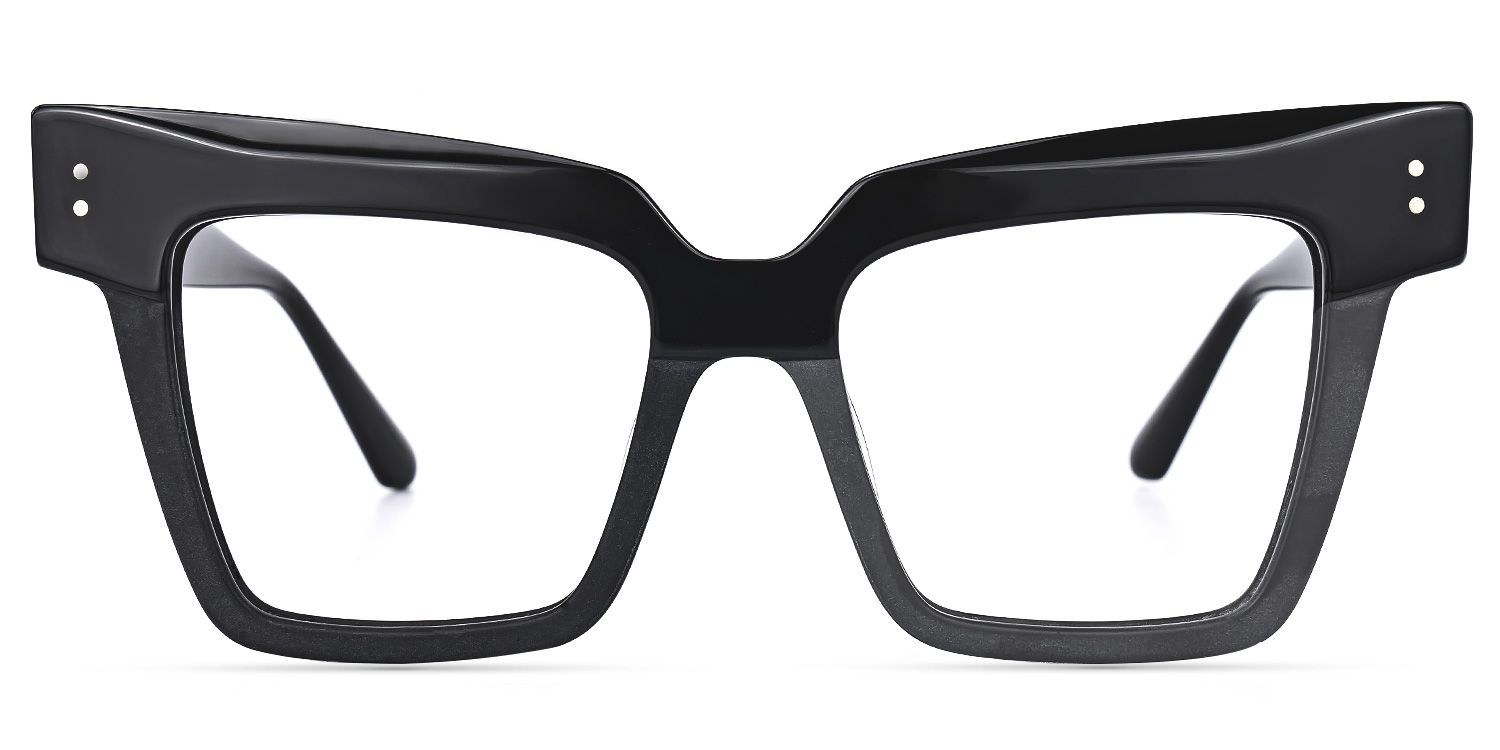 Ibernia - Rectangle Black Eyeglasses by Vooglam - Angle View