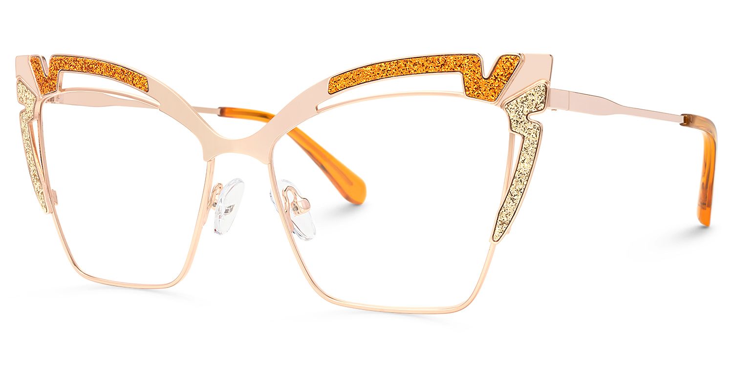 Haizlee - Cat Eye Orange Eyeglasses | Vooglam Front View