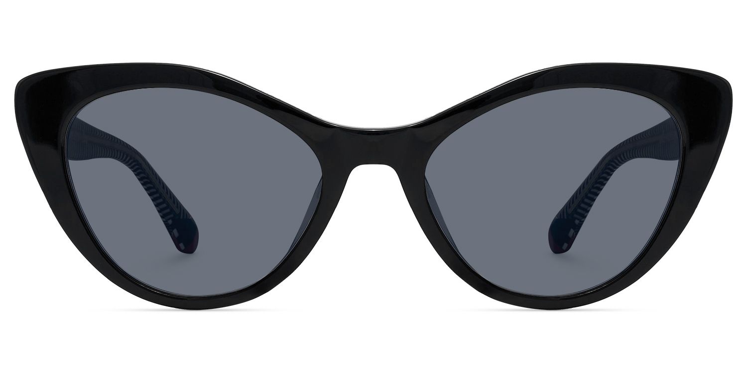 Naira - Cat Eye Black Prescription Sunglasses by Vooglam - Angle View