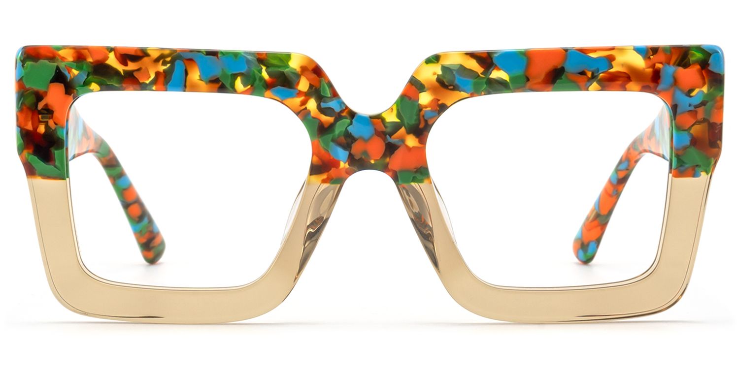 Frame Size of Charisse - Bold Multicolor Square Glasses Unique Design | Vooglam