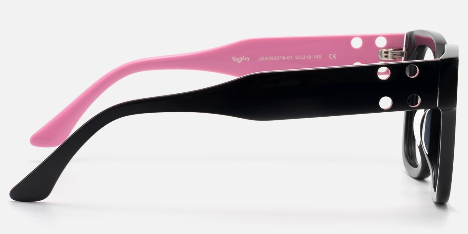 Lorette - Square Black Eyeglasses | Vooglam Side View