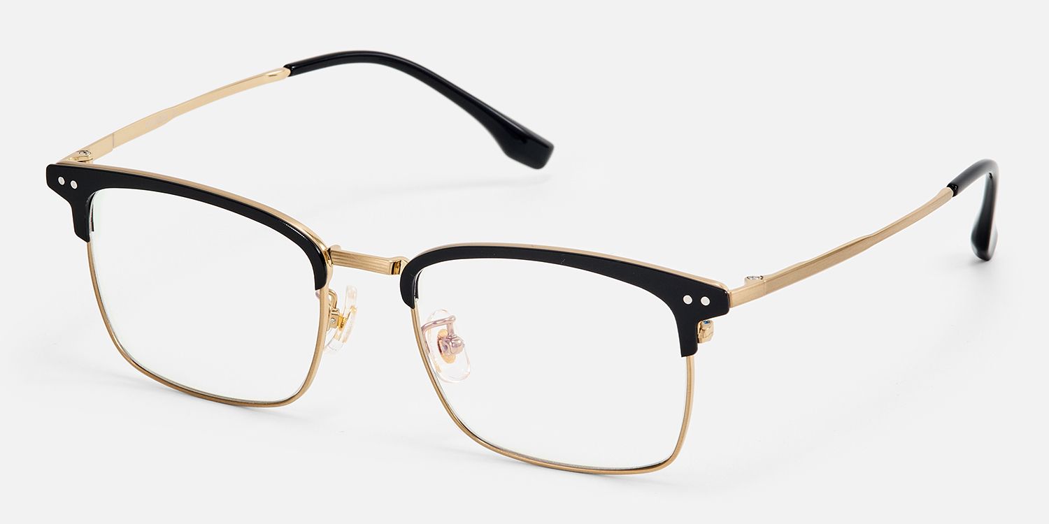 Dial - Browline Gold Eyeglasses | Vooglam Front View