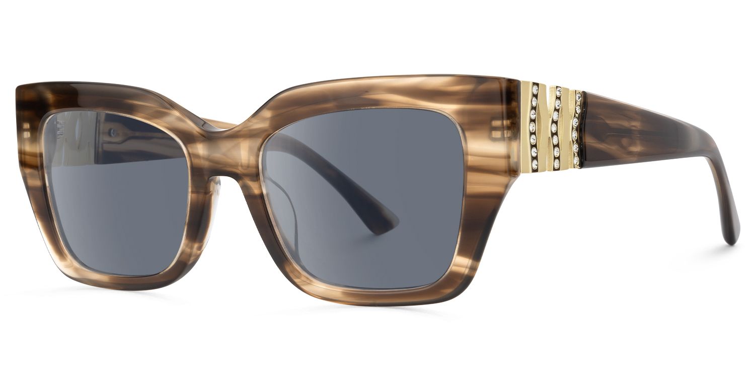 Sable - Square Brown Sunglasses by Vooglam - Front View