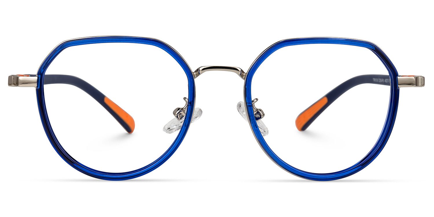 Joseph - Round Blue Kids Eyeglasses | Vooglam Angle View