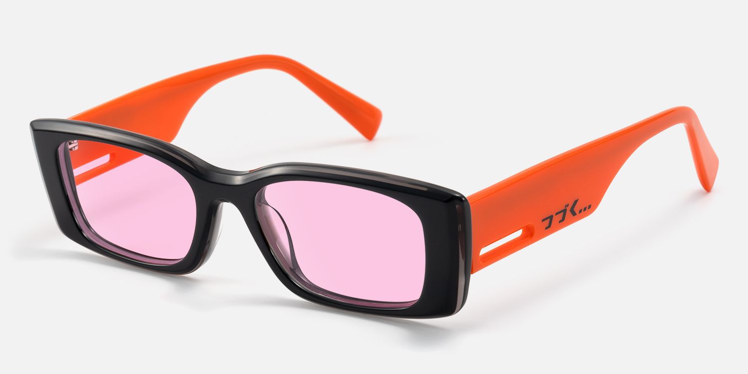 Horizon - Rectangle Black Sunglasses | Vooglam Front View
